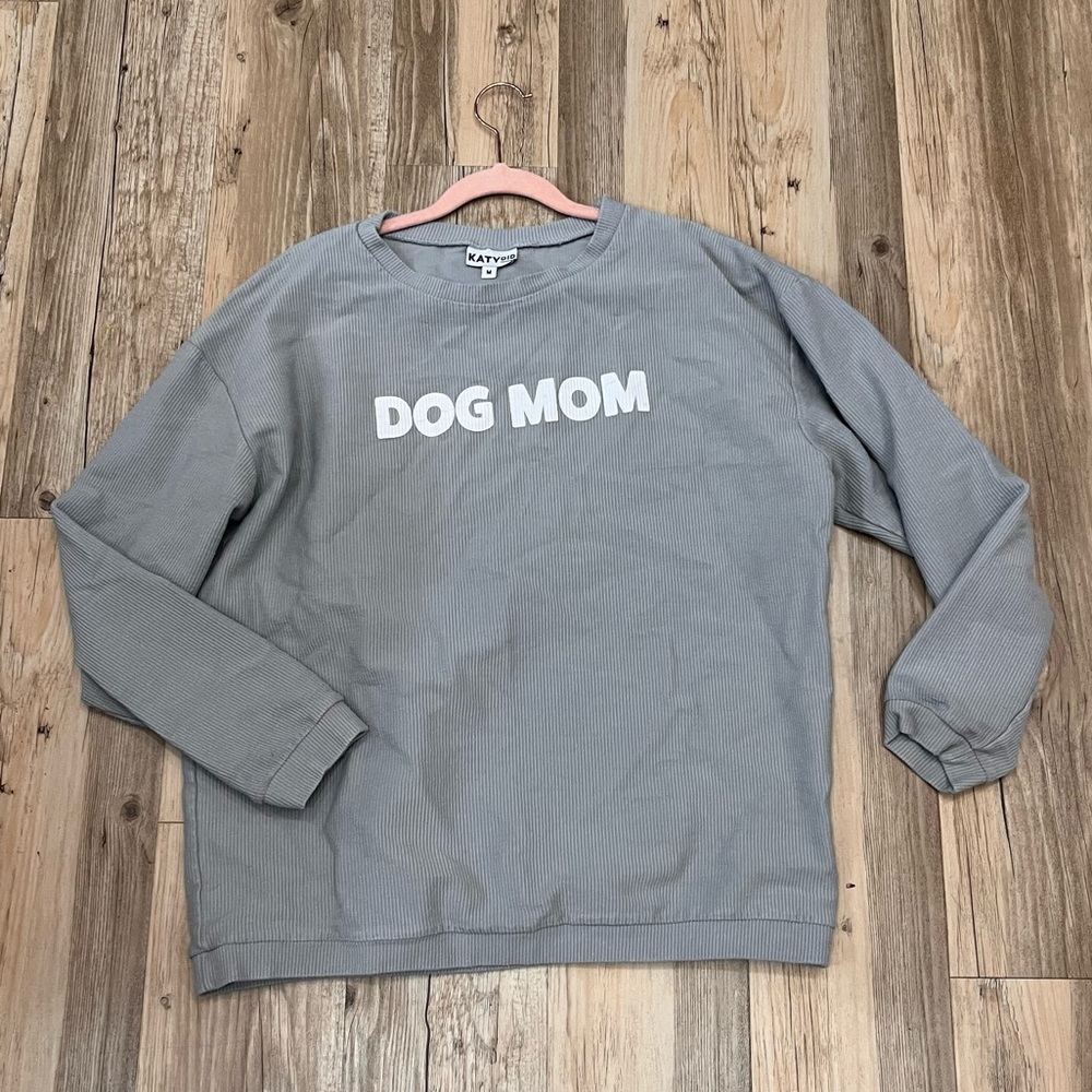 Katydid DOG MOM CORDED CREW SWEATSHIRT gray  sz Medium - Picture 6 of 7